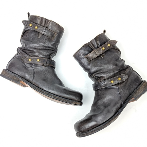 rag & bone Shoes - Rag & Bone Brown Leather Moto Boot with Shearling